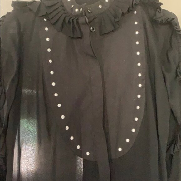 - Just Cavalli Ruffle frill silk black Blouse Size 40 - Picture 5 of 11